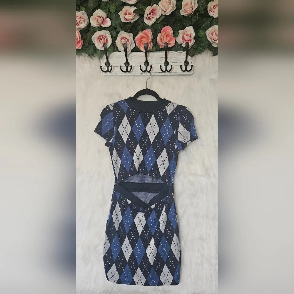 H&M Divided Argyle Cut Out Mini Dress